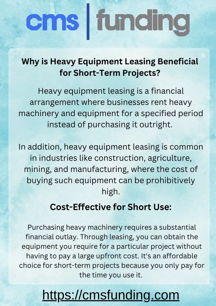 why is heavy equipment leasing beneficial