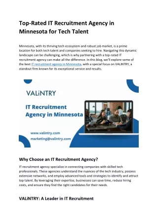 Top-Rated IT Recruitment Agency in Minnesota for Tech Talent