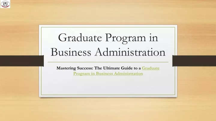 graduate program in business administration