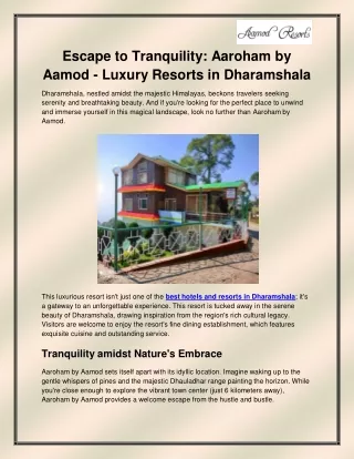 Luxury resorts in Dharamshala