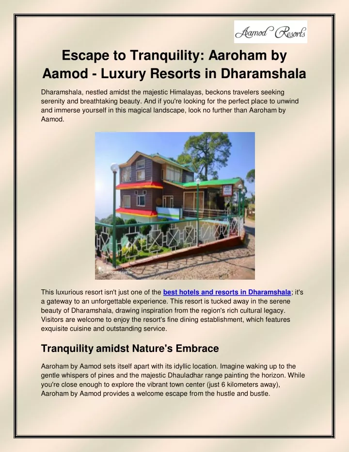 escape to tranquility aaroham by aamod luxury