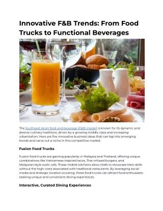 Innovative F&B Trends_ From Food Trucks to Functional Beverages
