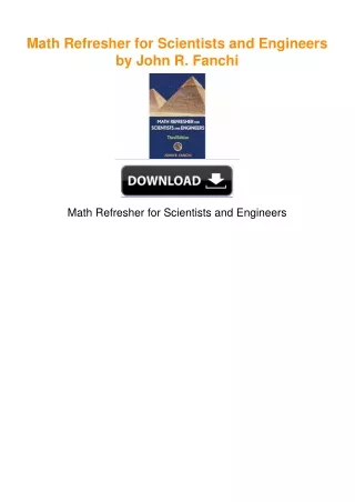 Math Refresher for Scientists and Engineers by John R. Fanchi