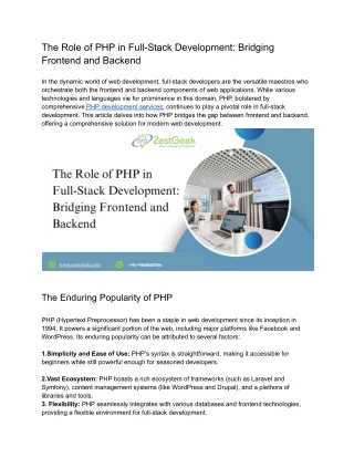 the role of php in full stack development