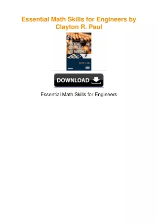 Essential Math Skills for Engineers by Clayton R. Paul
