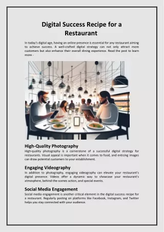 Digital Success Recipe for a Restaurant 
