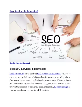 Seo Services In Islamabad Pakistan