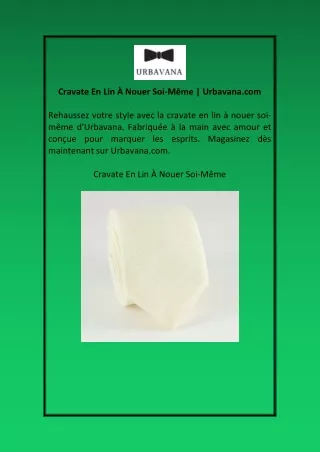 Cravate En Lin À Nouer Soi Même Urbavana com