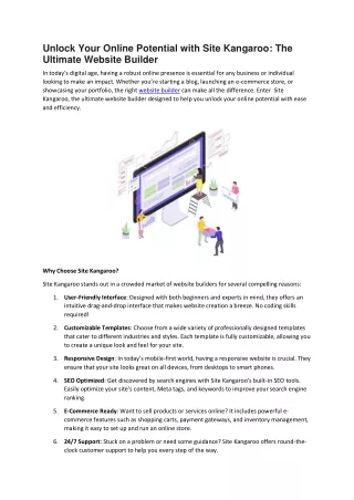 Unlock Your Online Potential with Site Kangaroo: The Ultimate Website Builder