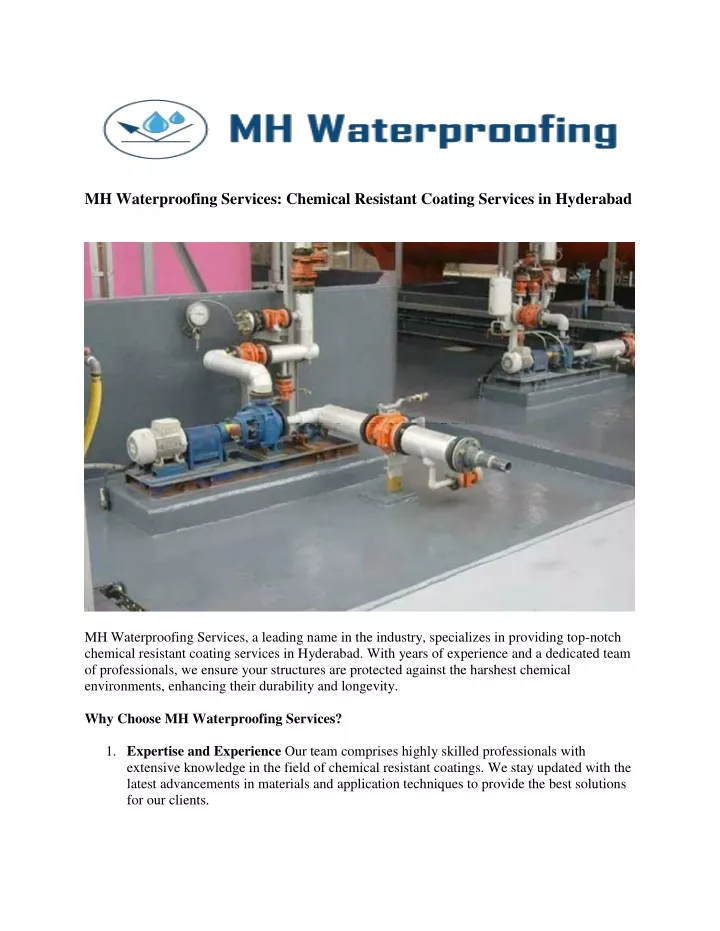 mh waterproofing services chemical resistant