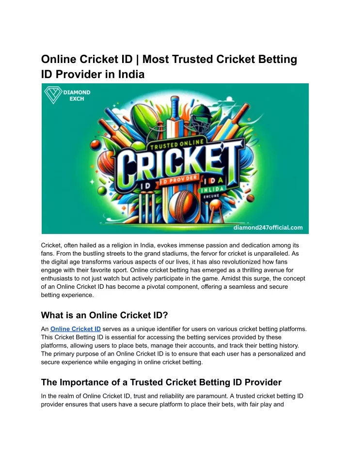 online cricket id most trusted cricket betting