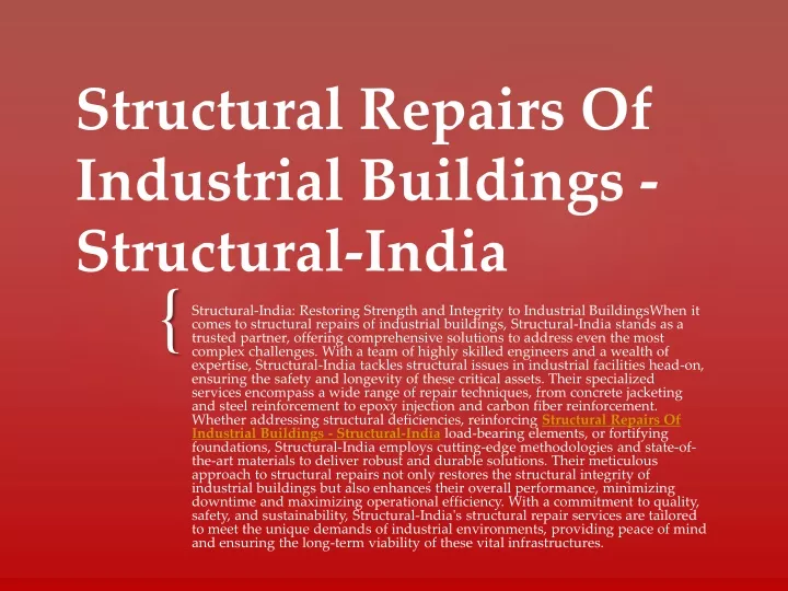 structural repairs of industrial buildings structural india