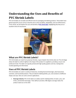 Understanding the Uses and Benefits of PVC Shrink Labels