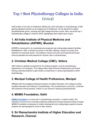 Top Physiotherapy Course in Delhi | MSMG Foundation - Start Your Journey Today