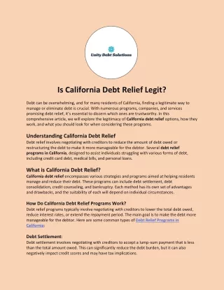Is California Debt Relief Legit?