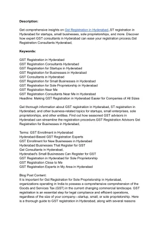 GST registration in Hyderabad