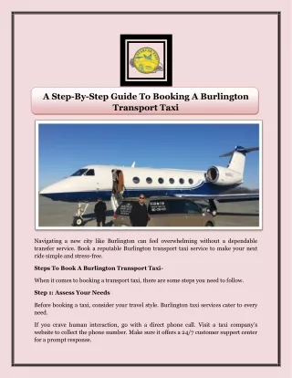 A Step By Step Guide To Booking A Burlington Transport Taxi