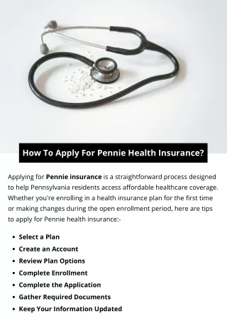 how to apply for pennie health insurance