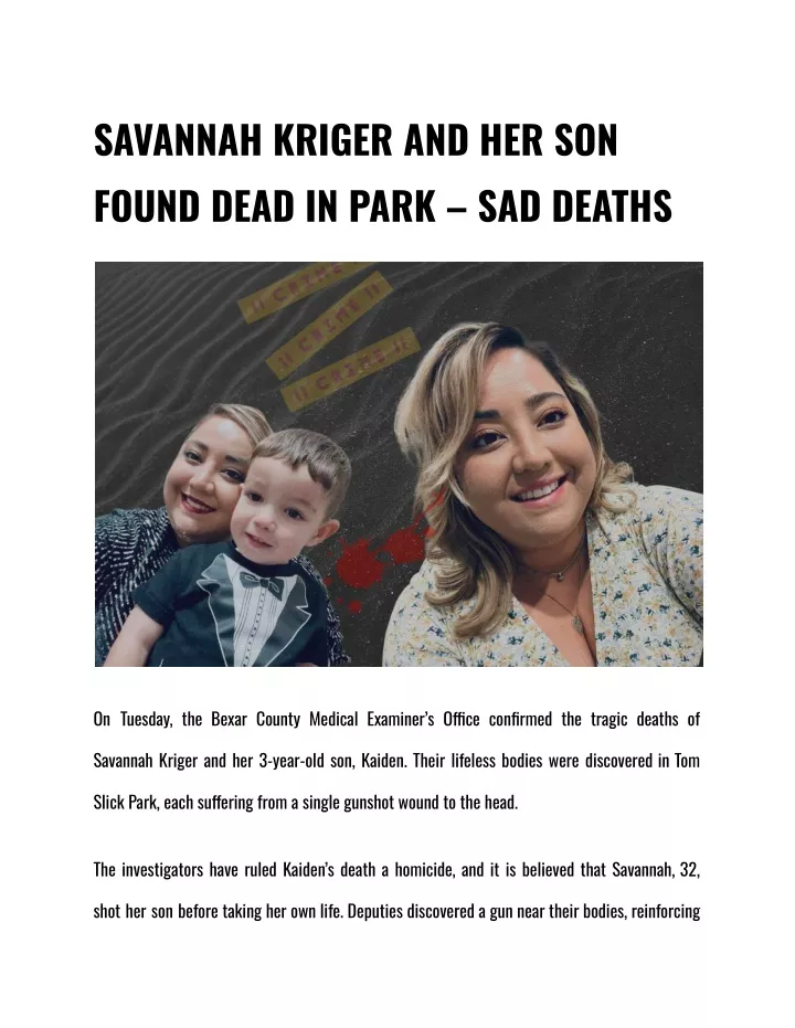 savannah kriger and her son found dead in park