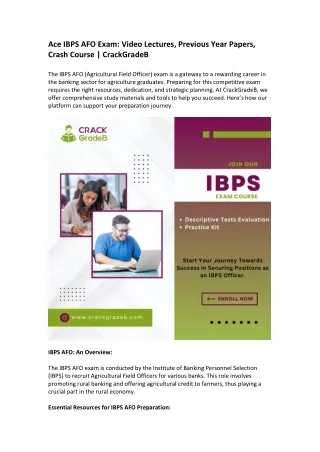 ace ibps afo exam video lectures previous year