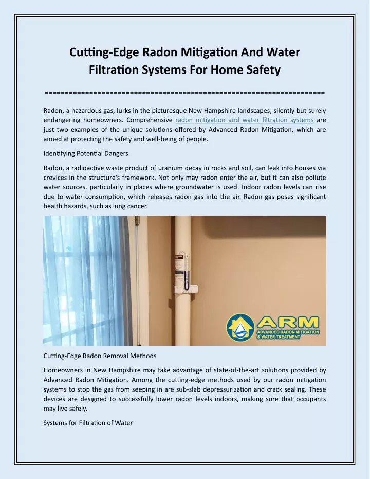 cutting edge radon mitigation and water