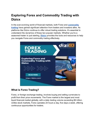 Exploring Forex and Commodity Trading with Dizicx