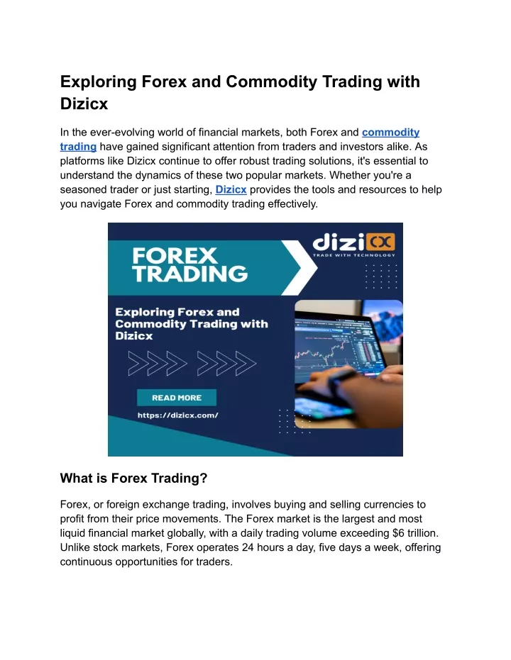 exploring forex and commodity trading with dizicx