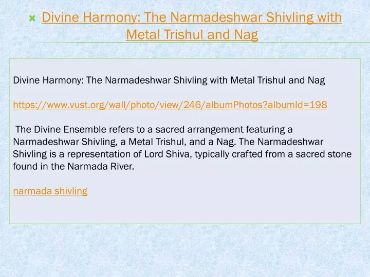 divine harmony the narmadeshwar shivling with metal trishul and nag