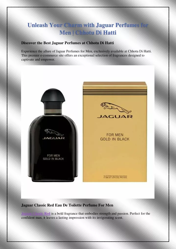 unleash your charm with jaguar perfumes