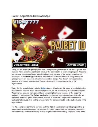 RajBet Application Download App