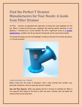 Find the Perfect Y Strainer Manufacturers for Your Needs