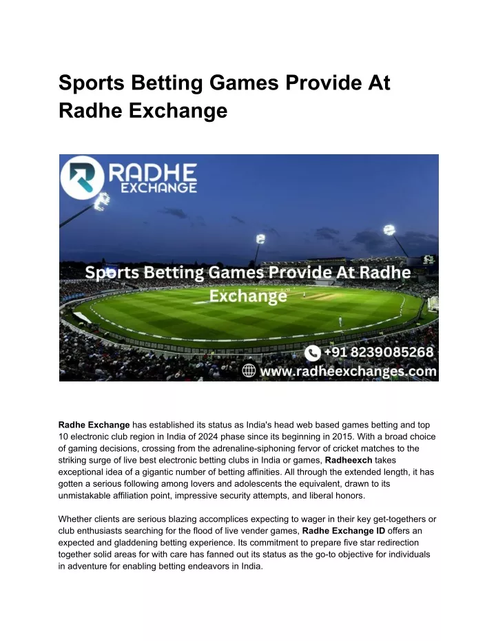 sports betting games provide at radhe exchange