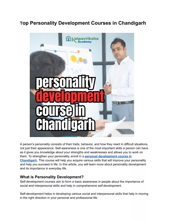 t op personality development courses in chandigarh