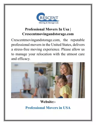 Professional Movers In Usa  Crescentmovingandstorage