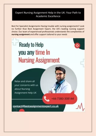 Best nursing assignment help UK