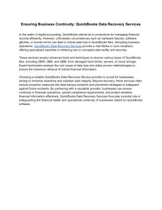 ensuring business continuity quickbooks data