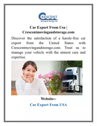 Car Export From Usa  Crescentmovingandstorage