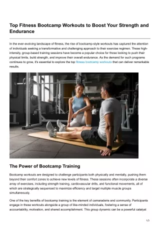 Top Fitness Bootcamp Workouts to Boost Your Strength and Endurance
