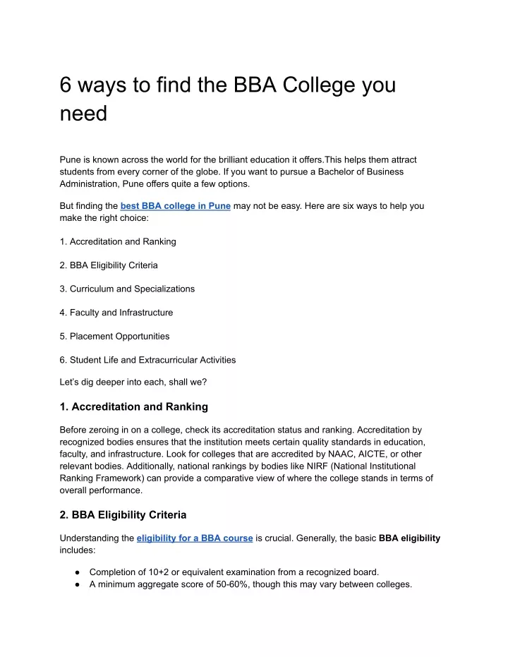 6 ways to find the bba college you need