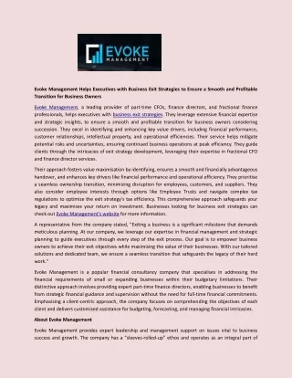 evoke management helps executives with business