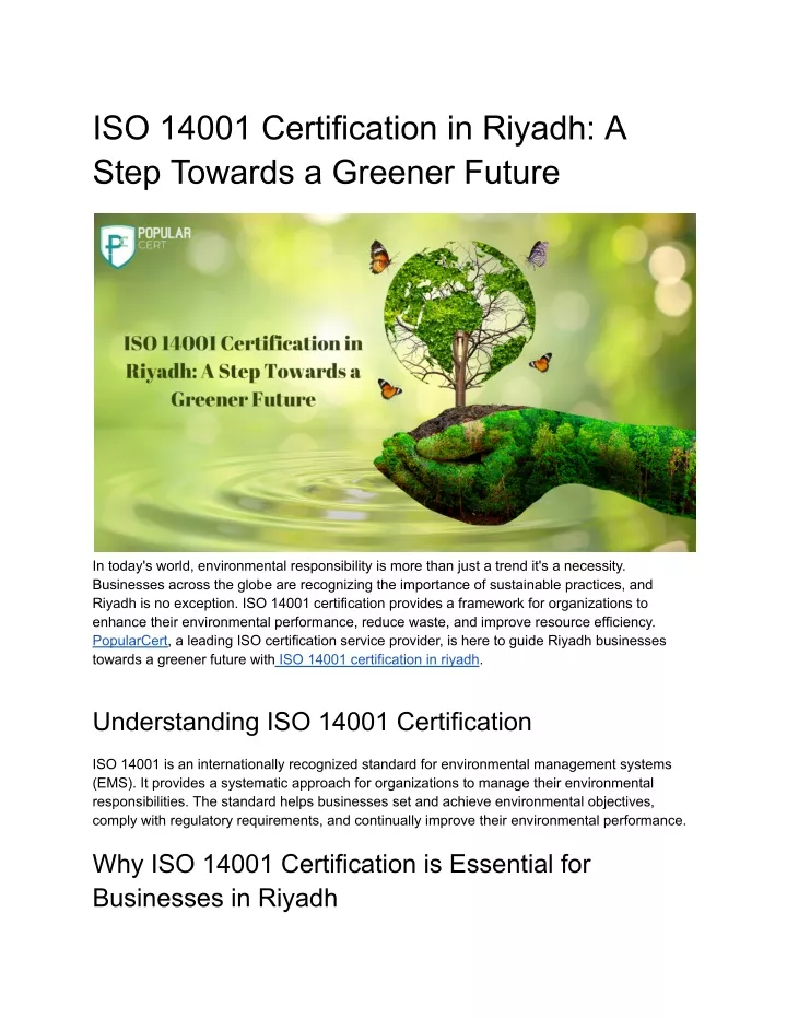 iso 14001 certification in riyadh a step towards