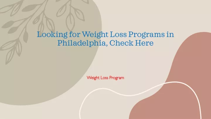 looking for weight loss programs in philadelphia