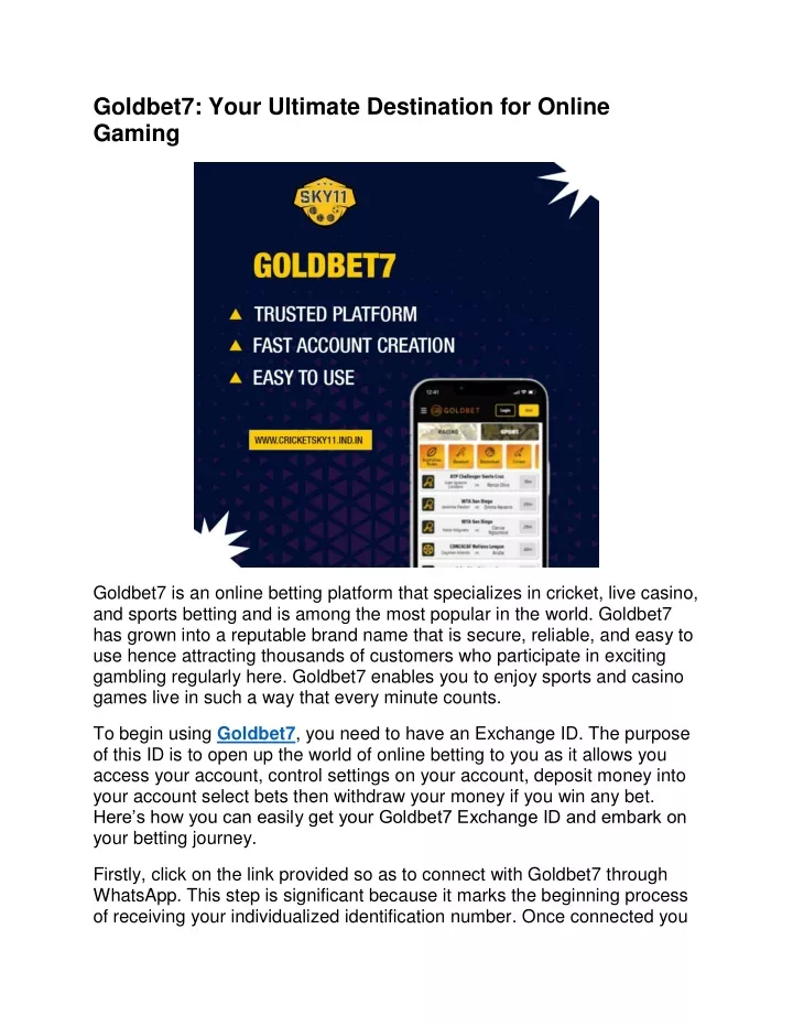 goldbet7 your ultimate destination for online