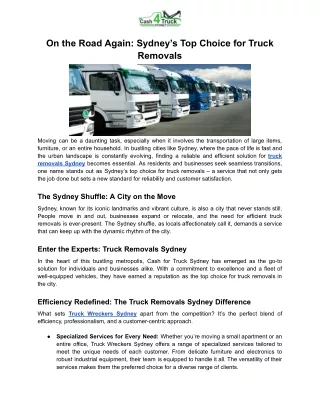 Sydney Top Choice for Truck Removals