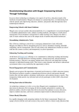 revolutionizing education with skugal empowering