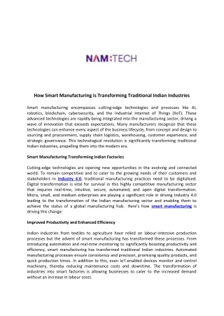 how smart manufacturing is transforming