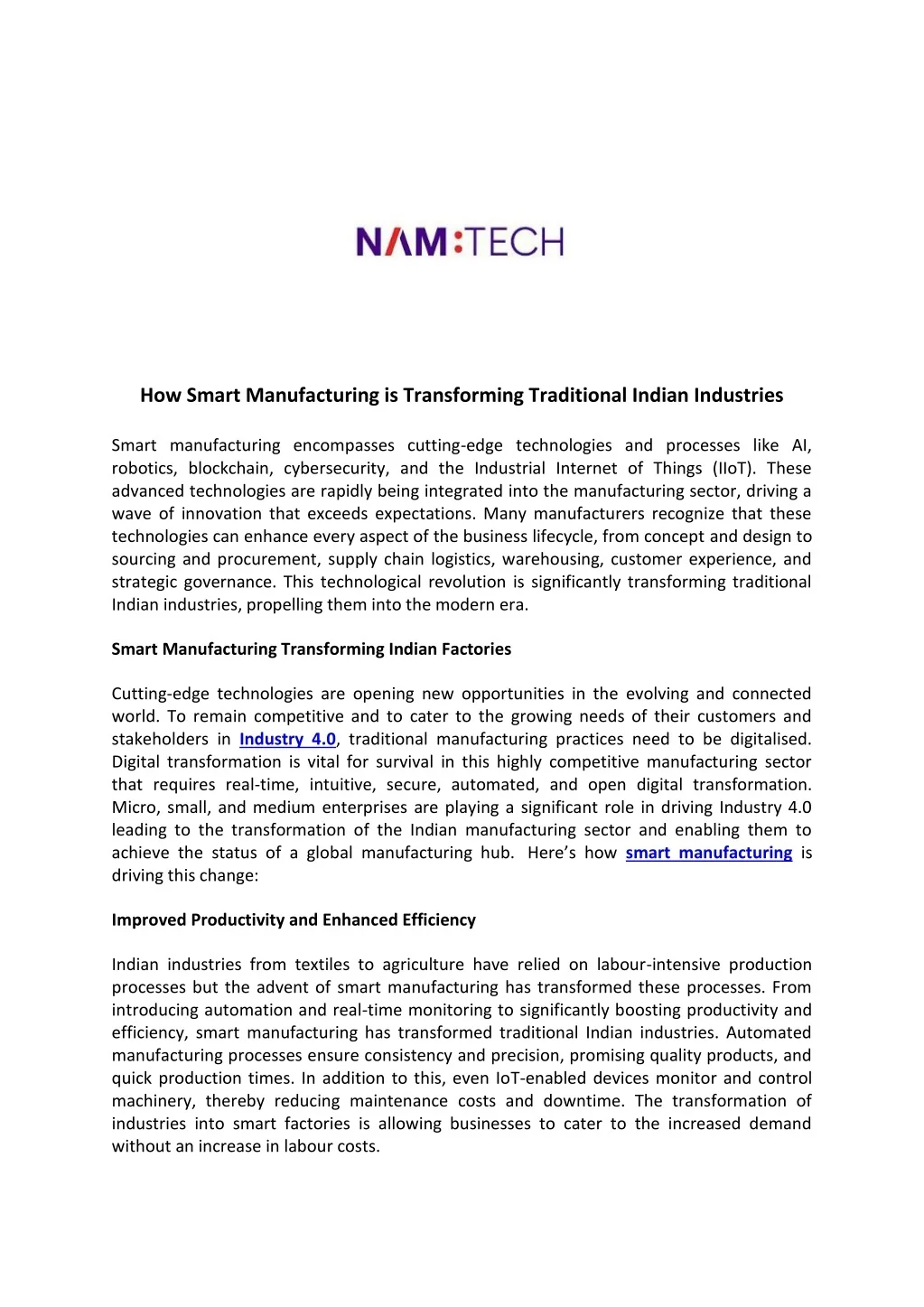 PPT - How Smart Manufacturing is Transforming Traditional Indian ...