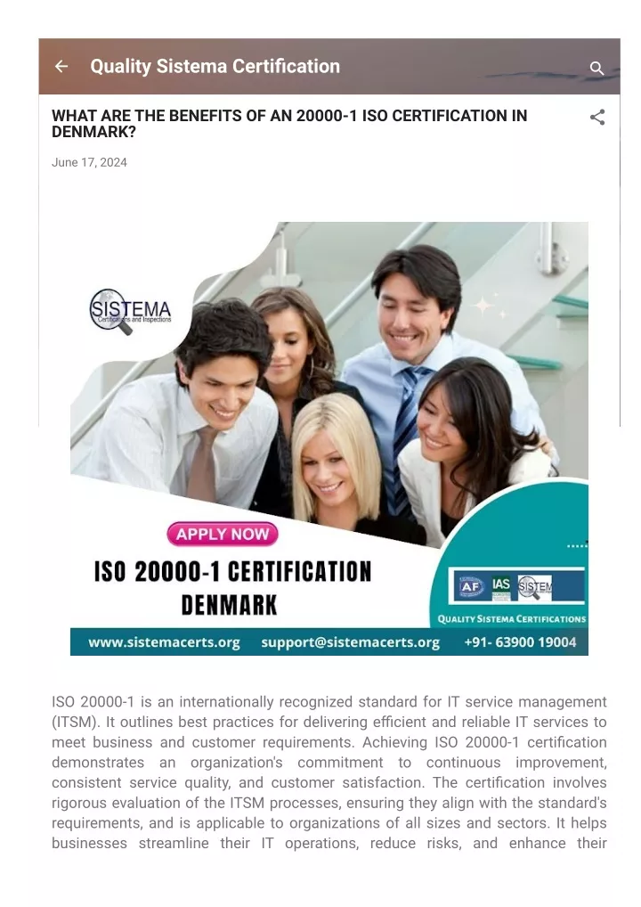 PPT - WHAT ARE THE BENEFITS OF AN 20000-1 ISO CERTIFICATION IN DENMARK ...