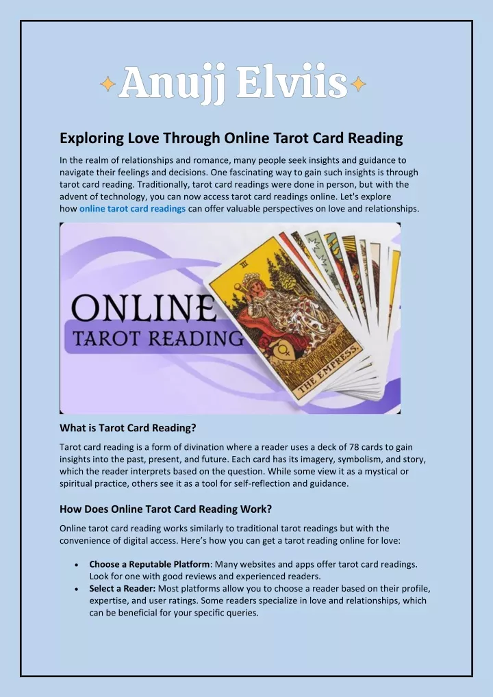 exploring love through online tarot card reading