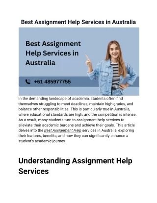 Best Assignment Help Services in Australia